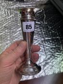 A hallmarked silver single-stem flute vase (approximately 14.8cm tall).