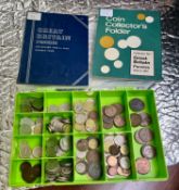 A collection of current currency with two collectors books by Great Britain Pennies, 'Collection