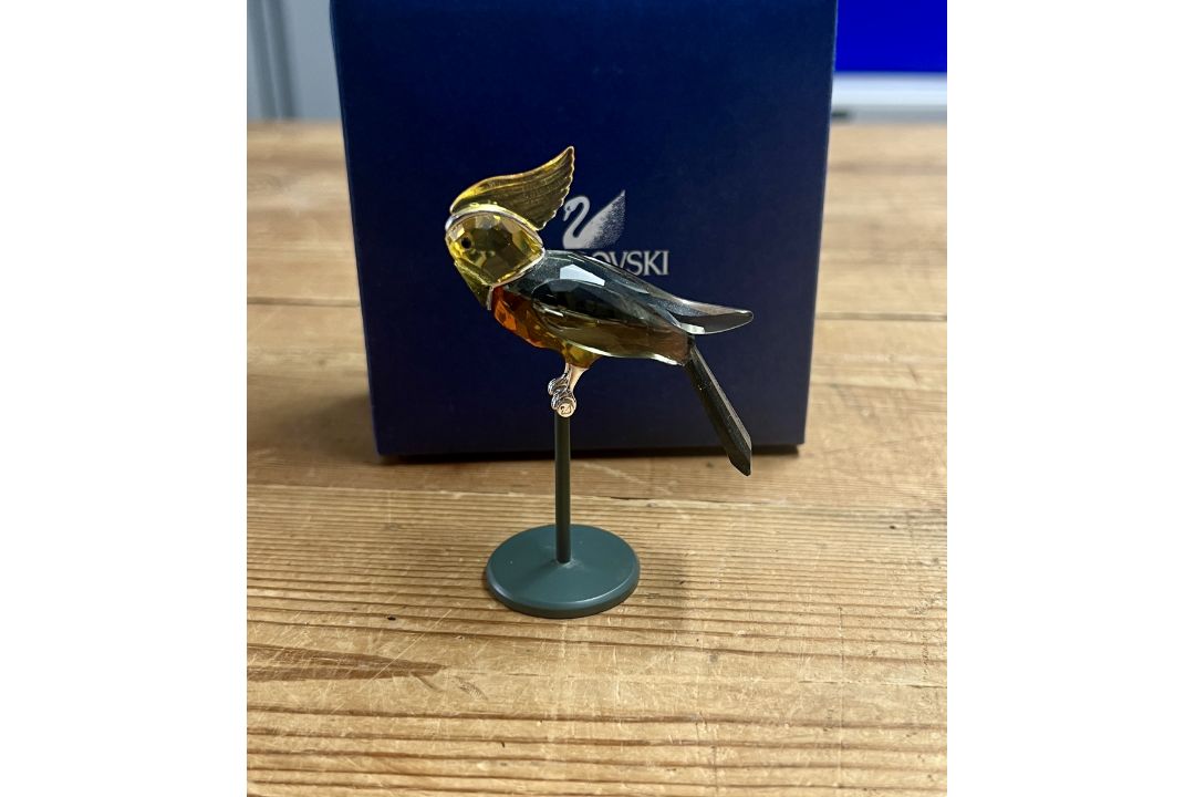 Swarovski Crystal Glass, Paradise Birds - Object Bonriki Topaz, boxed.