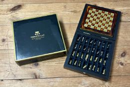 'Mano Poulos' handcrafted chess set with wood case (15cm x 15cm board, 18cm x 18cm case)