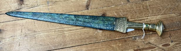 A replica 'Odysseys' metal sword with golden hilt (approx. 57cm) (1)