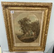 A pair of 19th century gilt prints, 'The Happy Meeting' and 'The Benevolent Lady' [