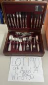 A silver plated service with wooden display box.