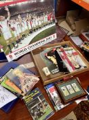 A collection of rugby interest and memorabilia to include magazines, books, cigarette cards, and