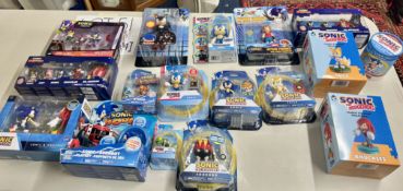 A collection of boxed figures from the 'Sonic the Hedgehog' games and series, makes by Hero
