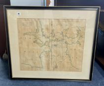 A 19th century sea chart of Plymouth Sound. Showing the Catt-water and Ham-owse. 46cm x 58cm. Framed