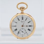 A French 18ct gold open face pocket watch, signed Breguet 3547, the white dial with roman numerals