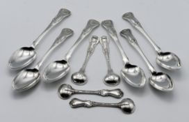 A set 6 Georgian Edinburgh dessert spoons, maker J Mc (James McKay), also 2 pairs of Victorian