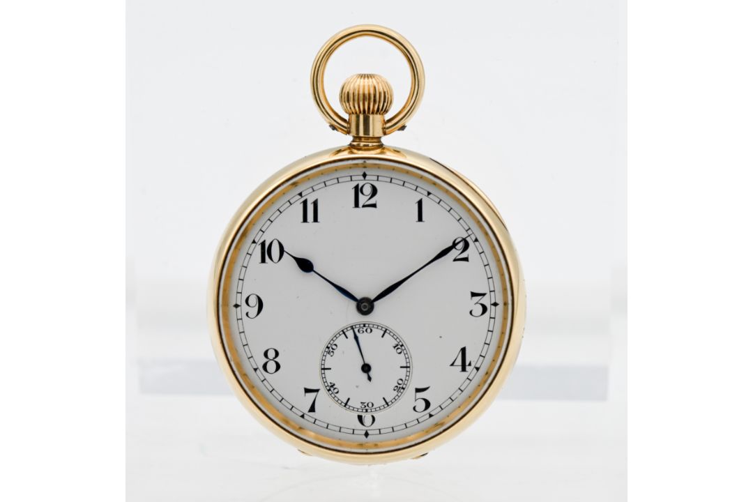 An 18ct open face and keyless Pocket Watch, the dial with Arabic numerals and subsidiary second