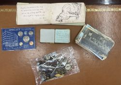 A mixed collection to include postcards of Bermuda, two journal books, badges, cufflinks etc.