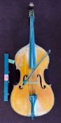 A 19th century French Double Bass, probably by Jacquet, Mirecourt, unlabelled, length 198cm, with