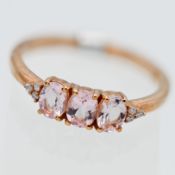 Gemporia, a 9k rose gold cherry blossom Morganite and natural pink diamond ring, with certificate of