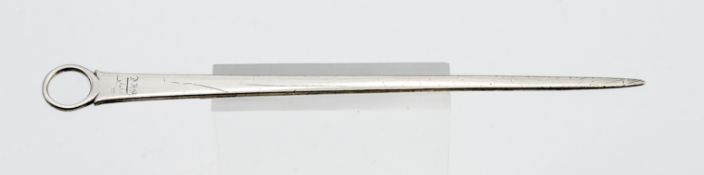 A Georgian silver meat skewer, Hester Bateman, length 26cm, approx 60g, hallmarked.