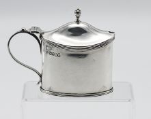 A Victorian silver mustard with blue glass liner, maker TB JH (Thomas Bradbury & Sons) London,