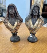 A pair of 19th century terracotta figure busts, Moors, marked W.G. & S, 29cm, in the manner of
