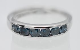 Gemporia, a 9k white gold blue diamond Tomas Rae ring, with certificate of authenticity card and