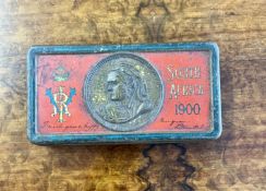 A Queen Victoria chocolate tin, inscribed 