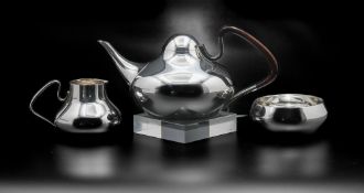 Henning Koppel for George Jensen, a Danish Modernist Sterling Silver 3 piece tea service, model