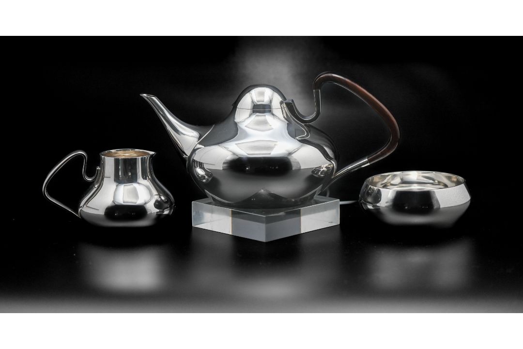 Henning Koppel for George Jensen, a Danish Modernist Sterling Silver 3 piece tea service, model - Image 1 of 3