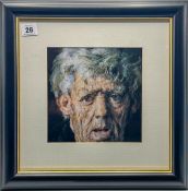 Robert Lenkiewicz (1941-2002) framed and glazed cut out of 'Snowy' from a Lenkiewicz book