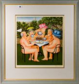 Beryl Cook (1926-2008) limited edition print 'Tea in the Garden' 10/650, 2003, with pencil