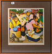 Beryl Cook (1926-2008) limited edition print 'Street Market' EKD/484, 1985, with pencil signature,