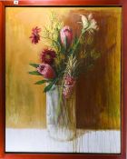 Lisa Stokes, oil on canvas 'Strange Flowers I', 2003, framed, overall size 109cm x 88cm. Stokes