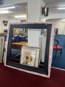 Large 'Lenkiewicz (1941-2002)' style black frame, overall size approx 157cm x 160cm.
