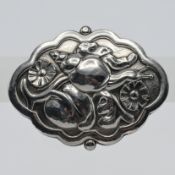 Georg Jensen - a lozenge brooch, with stylised snail amid foliage, with hinged pin stem, No. 279,