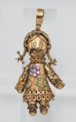 A 9ct gold stone set flexi girl pendant, approx 15.7g.
