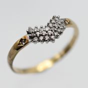 A 9ct gold diamond wishbone ring, size W.