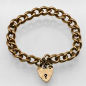 A 9ct curb link padlock bracelet, approx 38.7g.