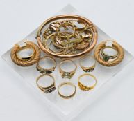 A mixed collection of gold items of 9ct and 18ct gold, approx weight 9ct gold 51.53g, approx