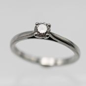 A diamond engagement ring, one modern brilliant cut diamond 0.34ct, colour D, platinum four claw