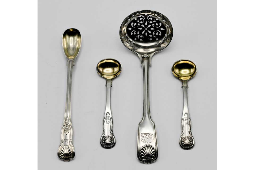 Two Victorian King's pattern silver mustard spoons, hallmarked Edinburgh 1865, maker M&S Marshall