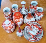 A quantity of Japanese Satsuma porcelain, to include vases, plates, etc (12)
