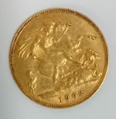 An Edward VII 1902 half Sovereign.