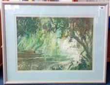 A Chinese watercolour painting by Ma Yinhua, 'Morning in the Park', signed with certificate of