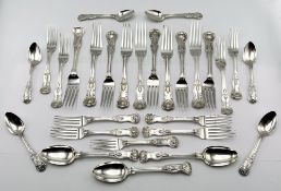 A set of Victorian King's pattern flatware with shell back, comprising of ten dinner forks, nine