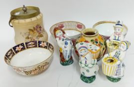 Four Jus Denmark figures, together with an H. J. Wood Indian Tree pattern vase, three bowls, and a