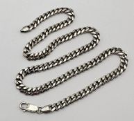 A silver chain, marked, length 51cm, overall weight 1.52oz.
