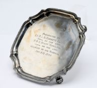 A silver waiter, hallmarked Birmingham 1930, silver weight 7.24oz.