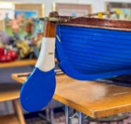 An 8ft scale model of a Whaler, with brass labels detailing construction, commissioned in 1977 by