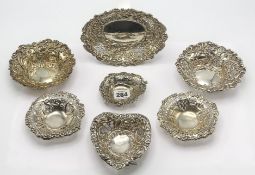 Two pierced silver bowls with embossed decoration, hallmarked Birmingham 1896, and London 1895,