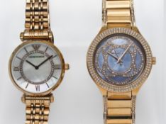 A Michael Kors dress watch, together with an Emporio Armani dress watch, yellow metal. (2)
