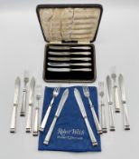 A set of silver handled butter knives, stainless steel blades, by Firth's of Sheffield, boxed (one