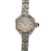 Rotary, ladies marcasite set wristwatch, mechanical movement.