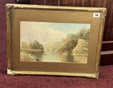A watercolour painting, 'The Thames, Cliveden Reach', indistinctly signed, framed and glazed (49cm x