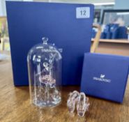 Swarovski Crystal Glass, Ballerina Under Bell Jar together with Ballet Shoes - 2019, all boxed.