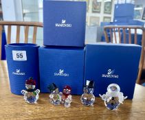 Swarovski Crystal Glass, a small mixed collection of Snowmen including 'Snowman Family', 'Snowman
